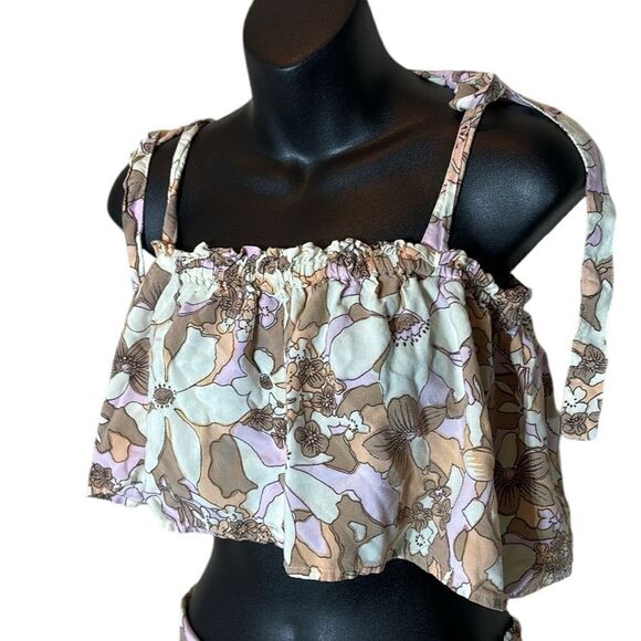 For love and lemons renata floral crop top and high waist pants set 70s retro - Picture 3 of 9